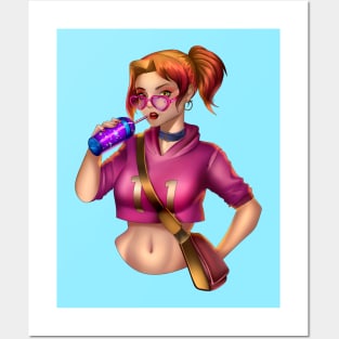 Girl Drinking soda Posters and Art